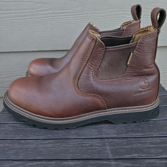 Carhartt 4 Waterproof Romeo Work Ankle Boots Brown Leather CMS4100 Mens 10.5